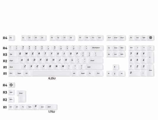White Frosted PC Shine-Through Keycap Set
