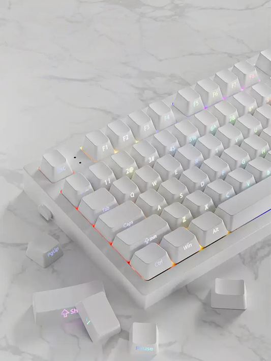 Keyzen Studio Pure White 130+ PBT Shine-Through Side-Printed Keycap Set