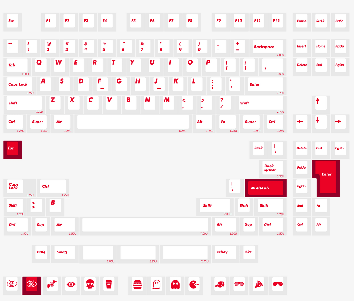 Keyzen Studio Lelelab SupSup 139 Key Transparent ABS Shine Through Keycap Set