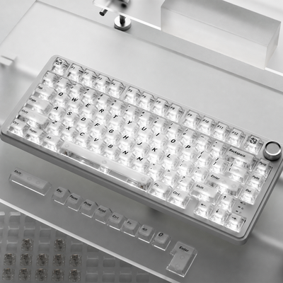 White Frosted PC Shine-Through Keycap Set