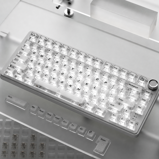 White Frosted PC Shine-Through Keycap Set