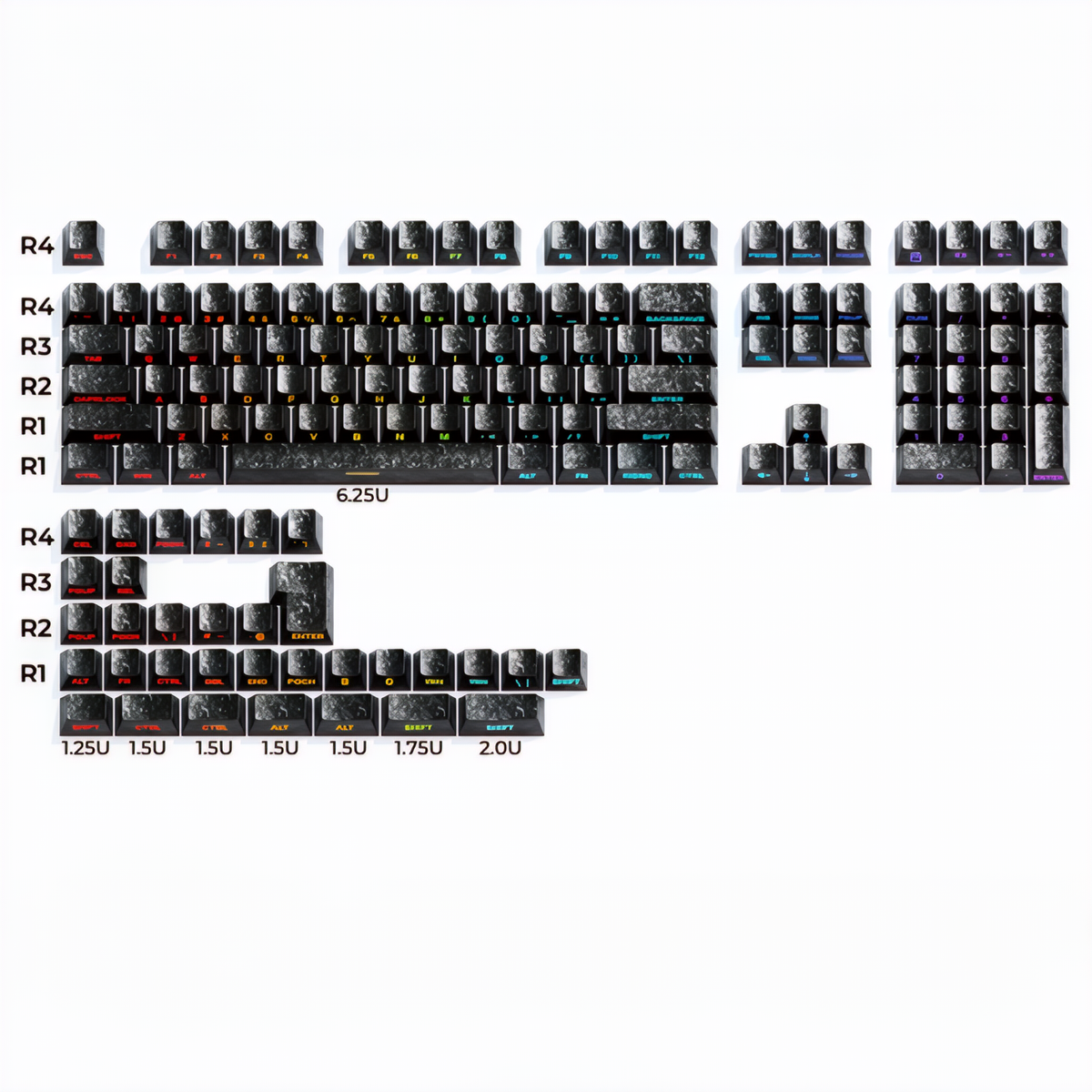 Keyzen Studio Carbon Fiber Texture 2.0 Shine-Through Keycap Set