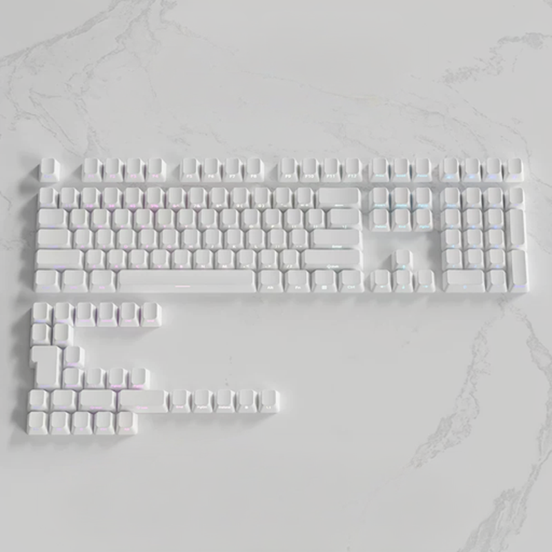 Keyzen Studio Pure White 130+ PBT Shine-Through Side-Printed Keycap Set