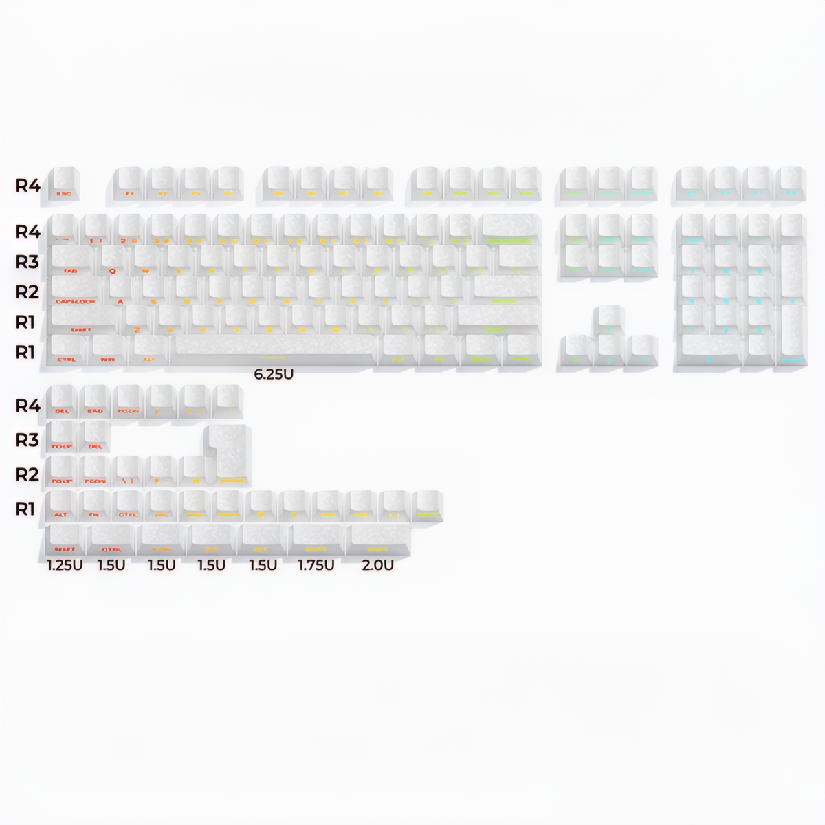 Keyzen Studio Carbon Fiber Texture 2.0 Shine-Through Keycap Set
