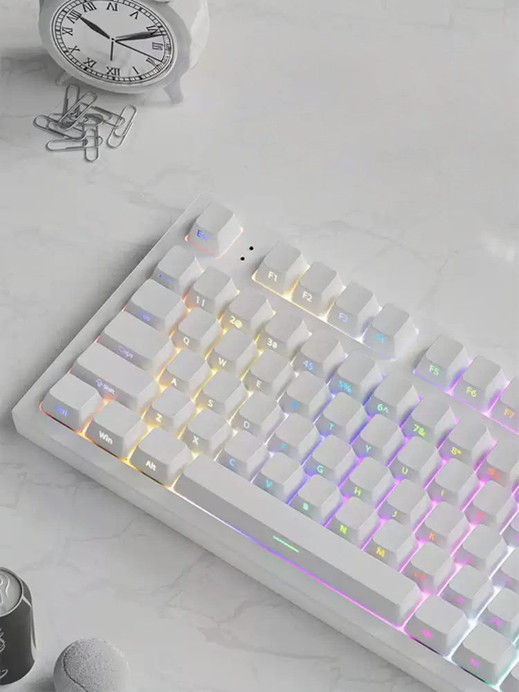 Keyzen Studio Pure White 130+ PBT Shine-Through Side-Printed Keycap Set