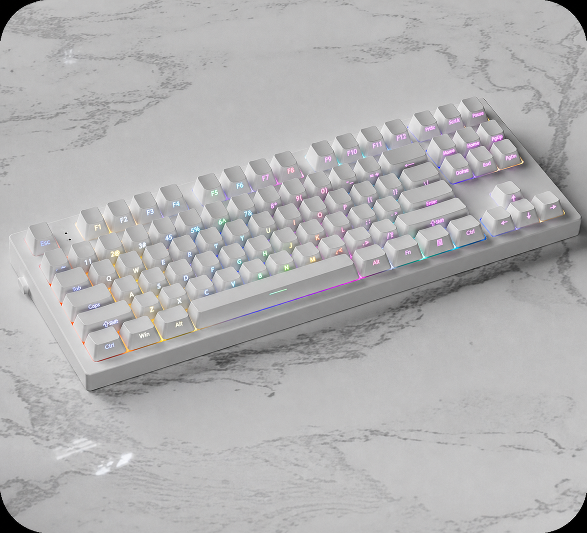Keyzen Studio Pure White 130+ PBT Shine-Through Side-Printed Keycap Set