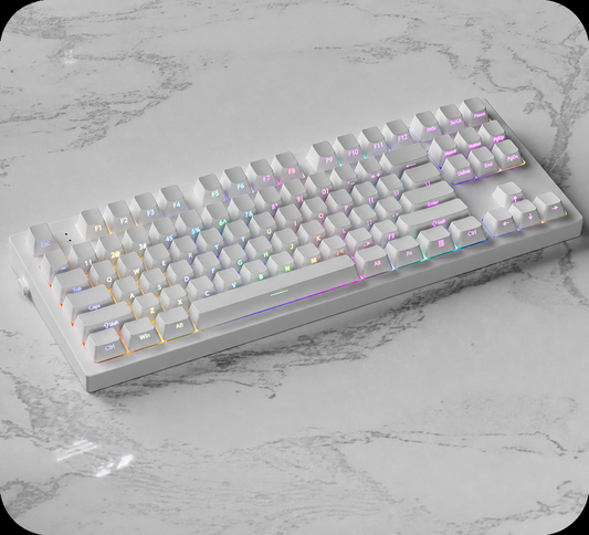 Keyzen Studio Pure White 130+ PBT Shine-Through Side-Printed Keycap Set
