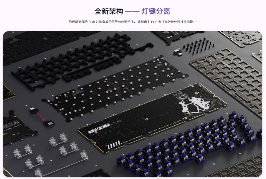 Keyzen Studio RAKKA 60 V2 ATLAS Magnetic Keyboard PCB Inner Kit